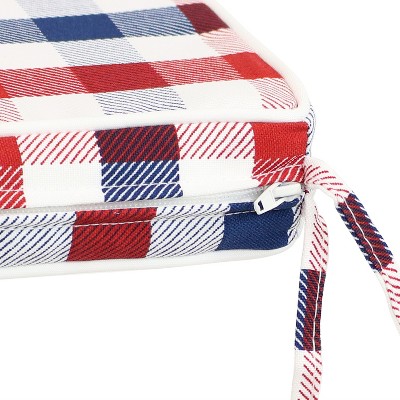 Americano Plaid 17" Square Indoor/Outdoor Polyester Seat Cushions, 2-Pack