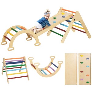 Qaba Toddler Climbing Toys Set, Indoor Pikler Set with Ramp, Wooden Montessori Climbing Set - 1 of 4