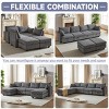 113.5'' Modular Corduroy Sectional Sofa,U Shaped Convertible Couch with Storage Ottoman and Chaise,6-Seater for Living Room-Baofuwish - 3 of 4