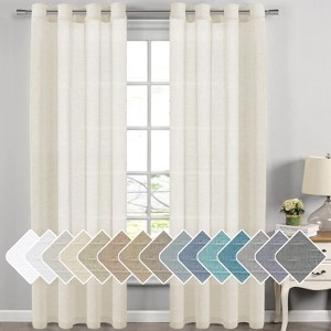 Natural Linen Blended Semi-Sheer Curtains Privacy Assured with Nickel Grommet for Living Room - 1 of 4