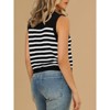 Coolmee Women's Striped Button Down Sweater Vest Casual V Neck Sleeveless Knitted Tank Tops - 2 of 4