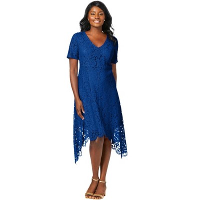Jessica London Women's Plus Size Lace Handkerchief Dress