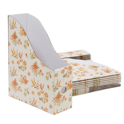 Farmlyn Creek 12 Pack Floral Magazine Holders, Cardboard File Organizer Boxes (9.7 x 12.2 x 3.6 In)