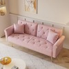 69.7 Inch Sofa Bed With Nailhead Trim Modern Velvet Upholstered Sofa Bed With Throw Pillow For Living Room Office Bedroom - 3 of 4