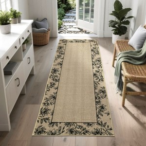 Floral Machine Washable Area Rugs Modern Bordered Rugs for Living Room - 1 of 4