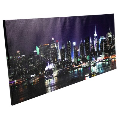 Large LED Lighted New York City Skyline Canvas Wall Art