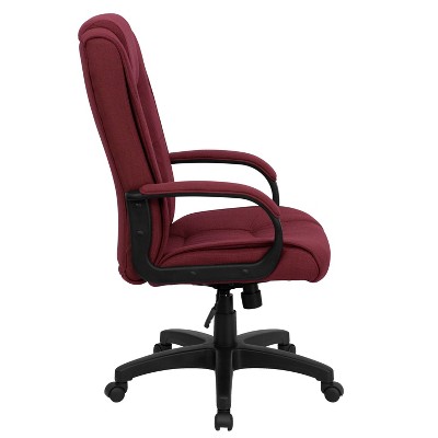 Burgundy Fabric High Back Swivel Executive Office Chair