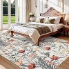 Modern Living Room Rugs Floral Rustic Area Rug Soft Foldable Accent Rug Low Pile Non-Slip Rug for Dining Room Home Office - 2 of 4