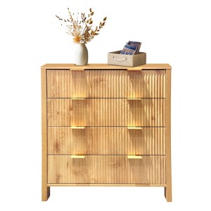 4 Drawer Dressers, Modern Closet Chest of Drawers with Waveform Fluted Panel, Wood Storage Dressers Organizer for Bedroom, Living Room - 1 of 4