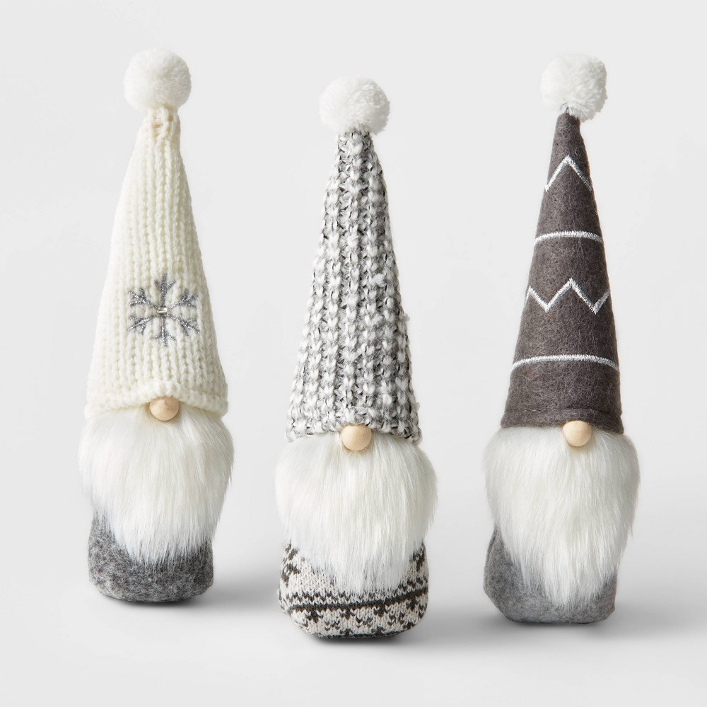 3ct Fabric Gnome with Gray Hat Decorative Christmas Figurine - Wondershop™