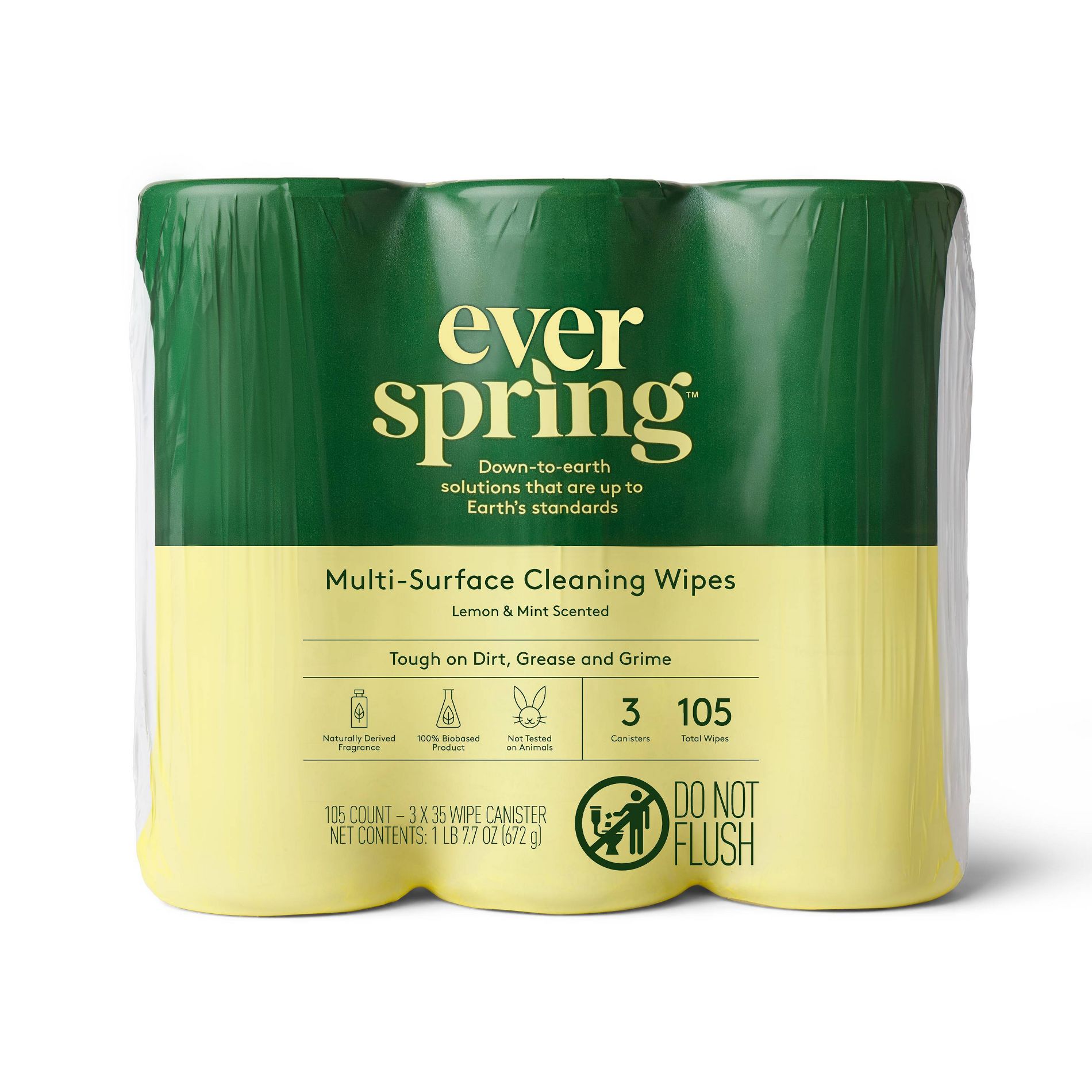 Lemon & Mint Multi-Surface Cleaning Wipes - 105ct/3pk -Everspring™
