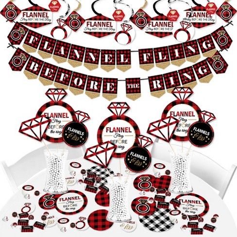 Big Dot Of Happiness Flannel Fling Before The Ring - Buffalo Plaid Bachelorette Party Supplies - Banner Decoration Kit - Fundle : Target
