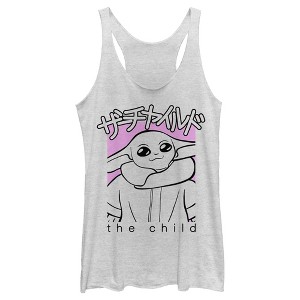 Women's Star Wars The Mandalorian The Child Just Kanji Racerback Tank Top - 1 of 3