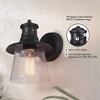 Globe Electric 1-Light Matte Black Motion Sensor Outdoor Wall Sconce with Clear Seeded Glass Shade: Weather-Resistant, ETL Listed - image 4 of 4