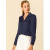 INSPIRE CHIC Women's Elegant V Neck Long Sleeve Office Work Satin Shirt - 2 of 4