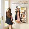 Fredees Jewelry Armoires with LED Lights, Hanging Lockable Wavy Mirror Cabinet & Jewelry Organizer, Frameless Mirror with Storage - 4 of 4