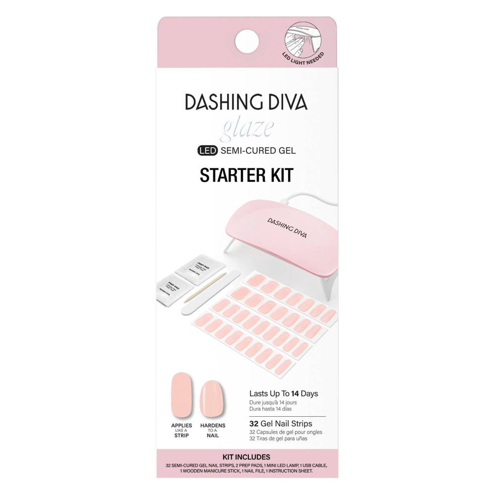 Photos - Manicure Cosmetics Dashing Diva Nail Art Glaze Starter Kit - Pale Blush - 32ct