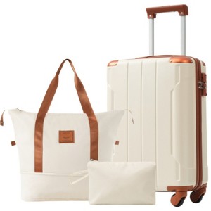 Syemin Luggage Hardshell Luggage Sets 3 Piece Carry-on Suitcases with Wheels TSA Lock for Men Women for Bisiness, White, 13.6"*8.3"*21.5" - 1 of 4
