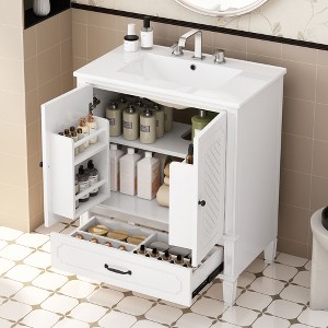 TIRAMISUBEST 30" Bathroom Vanity with Ceramic Sink, Freestanding Bathroom Vanity Cabinet with Door Shelf, 1 Soft-closing Door and 1 Drawer - 1 of 4