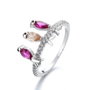 18K Rose Gold and Sterling Silver Birds Perched With crystals - 1 of 4