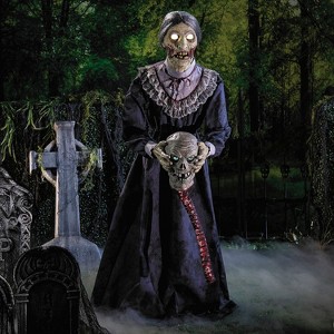 5 Ft. 6" Animated Light-Up Skeleton Zombie Couple Halloween Decoration - 1 of 2