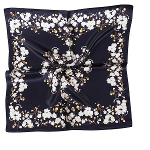 Allegra K Women's 100% Silk Floral Graphic Print Square Scarf Head Scarves Kerchief Neckerchief 21.6" X 21.6" - 1 of 3