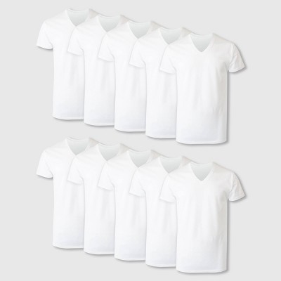 Hanes Men's Super Value V-Neck 10pk Undershirt - White
