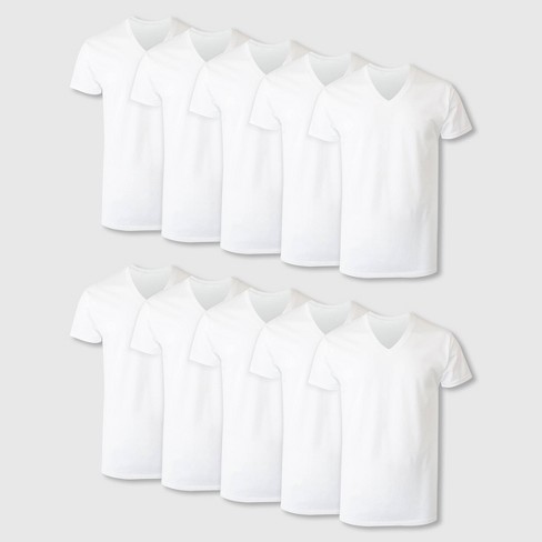 Hanes Men's V-neck Undershirt 10pk - White : Target