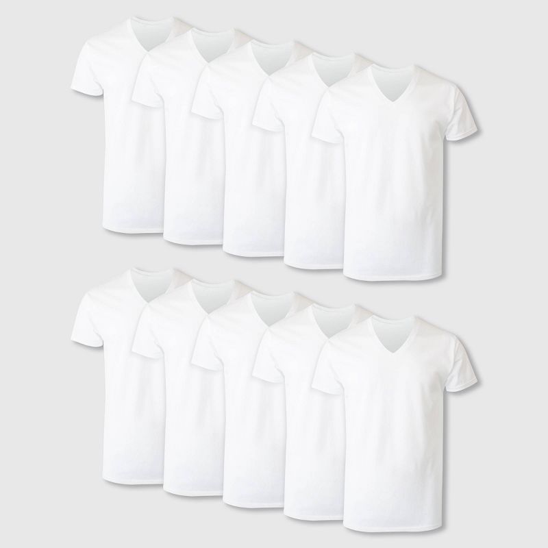 Hanes Men's V-Neck Undershirt 10pk - White, 1 of 7