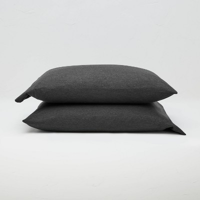 Standard Jersey Solid Pillowcase Set Dark Gray - Casaluna™