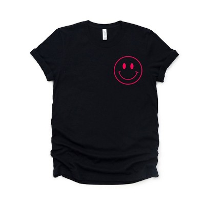 Simply Sage Market Women's Smiley Face Outline Mini Puff Print Short Sleeve Graphic Tee