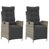 vidaXL Reclining Patio Chairs 2 pcs with Footrest Gray Poly Rattan - 2 of 4