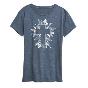 Women's - Instant Message - Foliage Cross Short Sleeve Graphic T-Shirt - 1 of 4