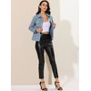 INSPIRE CHIC Women's Turn-Down Collar Flap Pockets Snap Button Faux Suede Jacket - 3 of 4