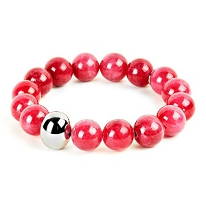 ELYA Women's Dyed Jade Stone and Steel Bead Stretch Bracelet (12mm) - 1 of 4
