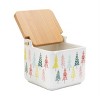 Ceramic 5" Christmas Tree Print Boxes (Set of 2) – Festive Storage Containers with Wood-Look Lids by Melrose - 2 of 3
