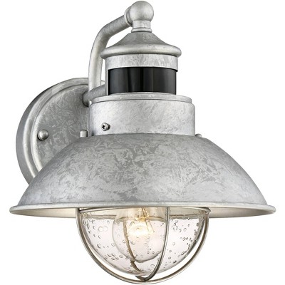 John Timberland Outdoor Wall Light Fixture Farmhouse Galvanized 9" Motion Security Sensor Dusk to Dawn for House Patio Porch