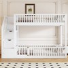 ModernLuxe Twin over Twin Floor Bunk Bed, Wooden Bed Frame with Storage Ladder - 2 of 4