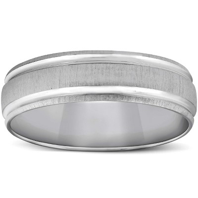 Pompeii3 Mens 14K White Gold Brushed  Comfort Fit Wedding Band