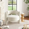 Off-White Accent Chair Set of 2 Mid-Century Upholstered Living Room Chair Cozy Round Armrest Chair With Open Back Round Corner for Bedroom/Office/Cafe - 2 of 4