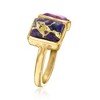 Ross-Simons Purple Turquoise and 1.10 Carat Amethyst Toi Et Moi Ring in 18kt Gold Over Sterling - 3 of 4