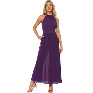 INSPIRE CHIC Women's Sleeveless Halter Neck Elegant Wedding Cocktail Dressy Jumpsuits - 1 of 4