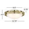 Possini Euro Design Deco Modern Ceiling Light Flush Mount Fixture 12 3/4" Wide Warm Brass 2-Light Satin White Glass for Bedroom Kitchen Living Room - 4 of 4