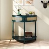 NicBex Modern Unique Half Moon End Table with Sliding Rattan Door,Natural Side Table,Console Table for Bedroom,Living Room - 2 of 4