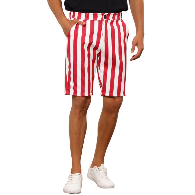 Lars Amadeus Men's Striped Regular Fit Casual Summer Dress Chino Shorts, 1 of 6