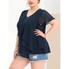 Agnes Orinda Women's Plus Size Layered Ruffle Short Sleeve V Neck Elegant Packs Blouses - 2 of 4