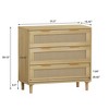 HDZNVF 31.50 inch 3 Drawers Rattan Storage Cabinet Rattan Drawer, Oak - 3 of 4