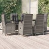 vidaXL Black and Gray Poly Rattan Patio Dining Set with Cushions - 7-Piece, Reclining Chairs, Tempered Glass Table, Weather-Resistant - 2 of 4