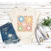 Simply Sage Market Women's Checkered Flowers and Smiley Short Sleeve Garment Dyed Tee - 3 of 4