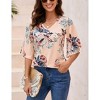 Women's Casual 3/4 Ruffled Sleeve Chiffon Blouse Tops for Women - 4 of 4